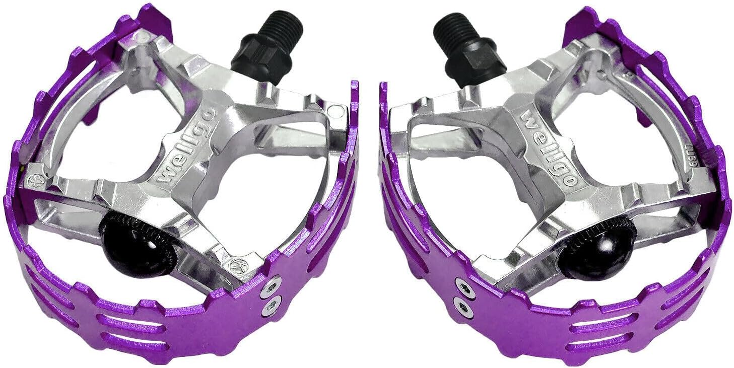 Wellgo Old School BMX MTB XC-II Bear Trap 1/2" Bicycle Pedals, Purple, WE2975