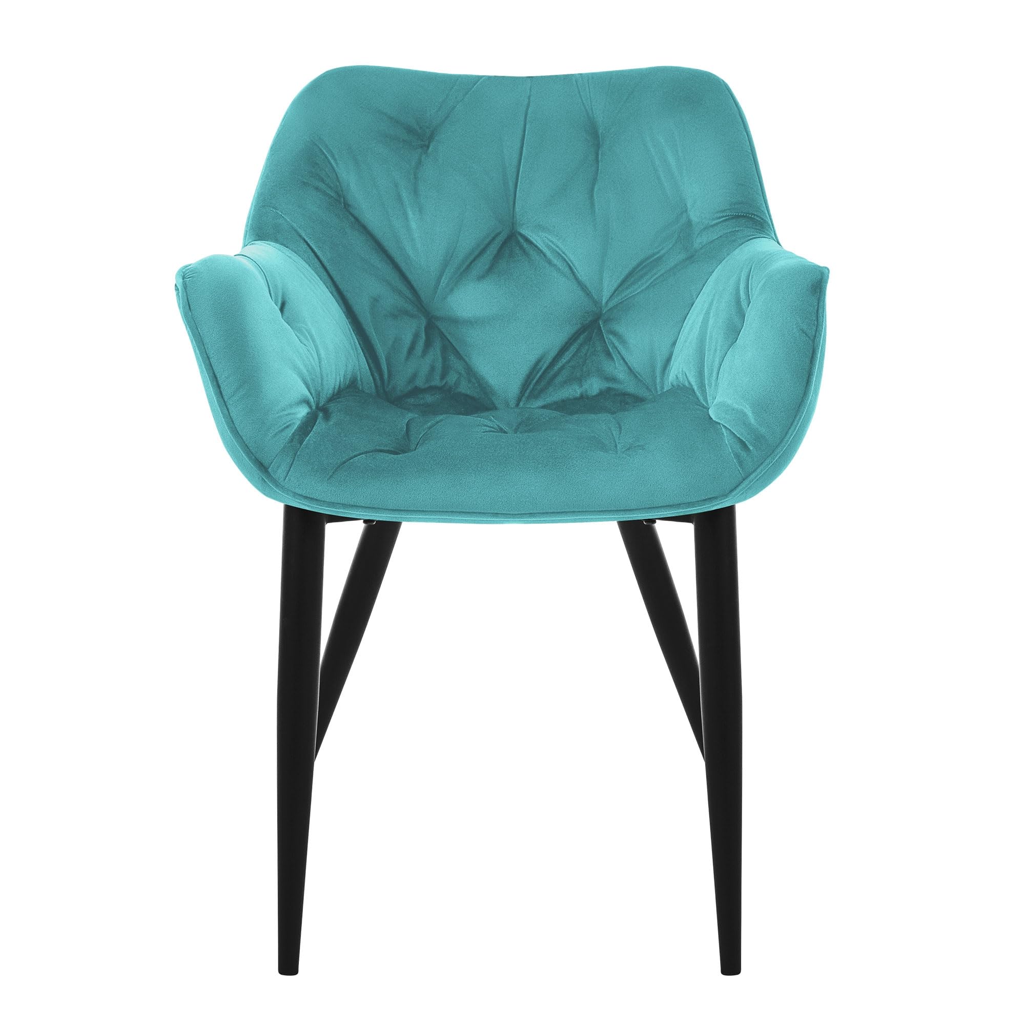 ML-Design Set 6x Sillas de Comedor con Respaldo y Reposabrazos Asiento Turquesa(Petrol) Tapizado con Funda de Terciopelo Patas de Metal Sillón Diseño Ergonómico Moderno para Salón, Escritorio o Cocina