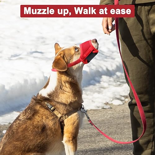 Miniatura 6 de Bozal para perro, antimordeduras, ladridos y masticaciones, con cómoda tela de malla suave y correa ajustable, adecuado para perros pequeños,