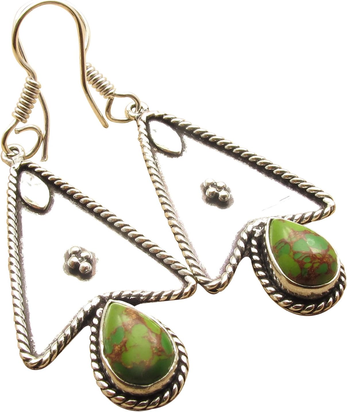 925 Sterling Silver Plated Ethnic Bijoux ! Bridal Earrings Pair ! Antique Style Fashion Jewelry