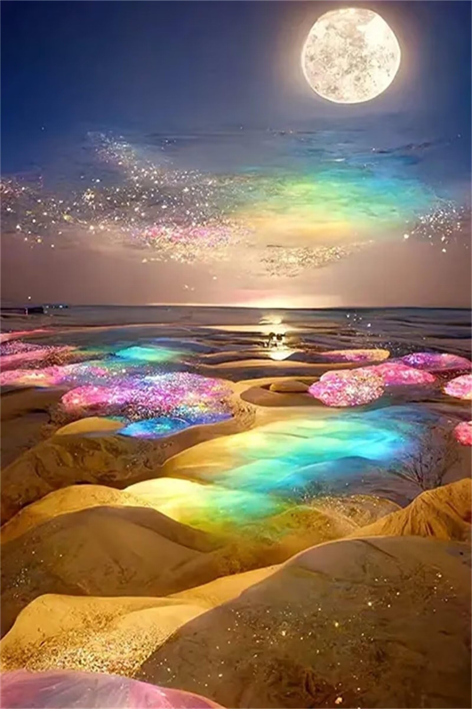 Diamond Painting Adulte 5D Kit Complet Anti-Stress Motif Coucher de Soleil Géant 80x115cm