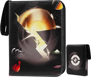 KOMATEAM Card Binder for Trading Cards, Cards Album Folder holds up to 440 cards - Trading Card Binder for TCG/Vmax/EX/YuGiOh Cards with Zipper Binder Card Holder (Black)