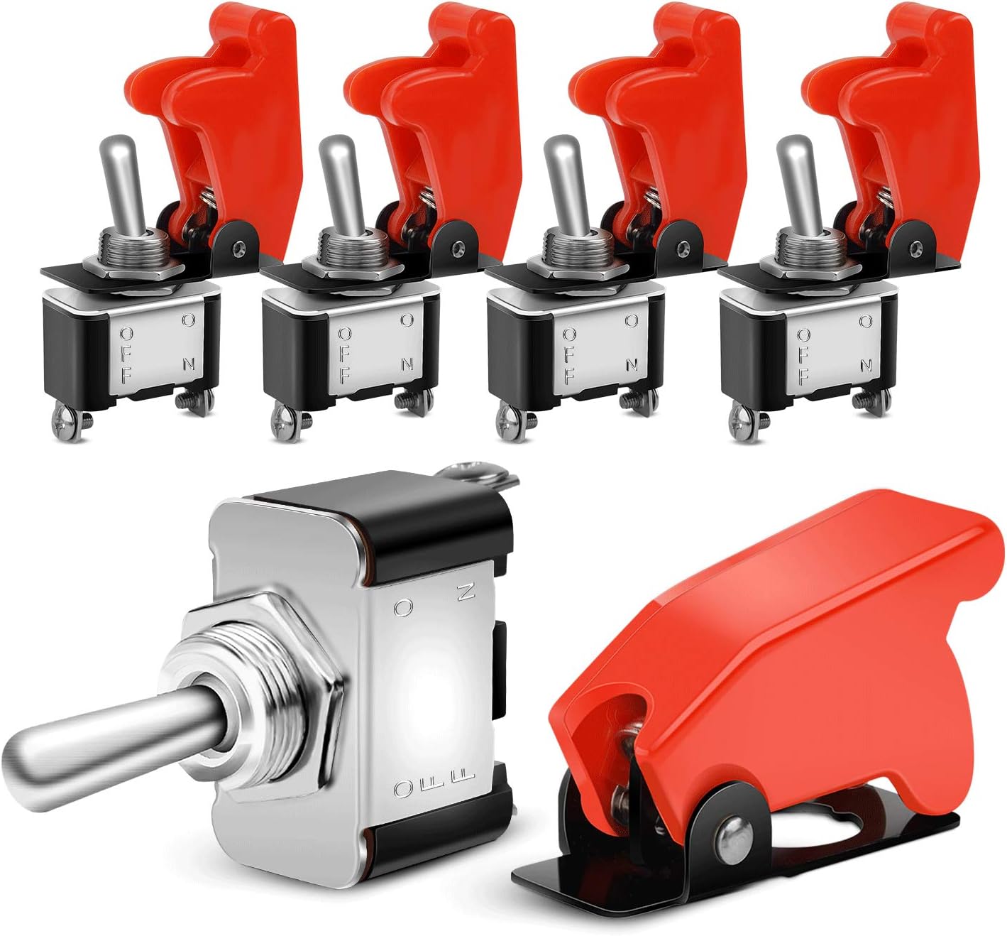 Nilight 90014E Heavy Duty Rocker Toggle Switch 12V 20A Red Cover Spst On/Off 2Pin Car Truck Boat-5 Pack, 2 Years Warranty