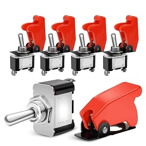 Nilight 90014E Heavy Duty Rocker Toggle Switch 12V 20A Red Cover SPST ON Off 2Pin Car Truck Boat-5