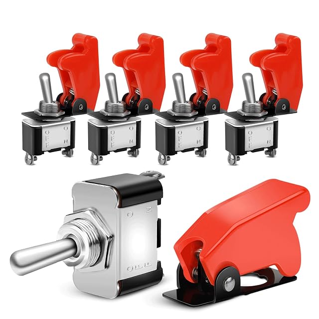 Nilight 90014E Heavy Duty Rocker Toggle Switch 12V 20A Red Cover SPST ON Off 2Pin Car Truck Boat-5
