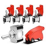 Nilight 90014E Heavy Duty Rocker Toggle Switch 12V 20A Red Cover SPST ON/Off 2Pin Car Truck Boat-5 Pack