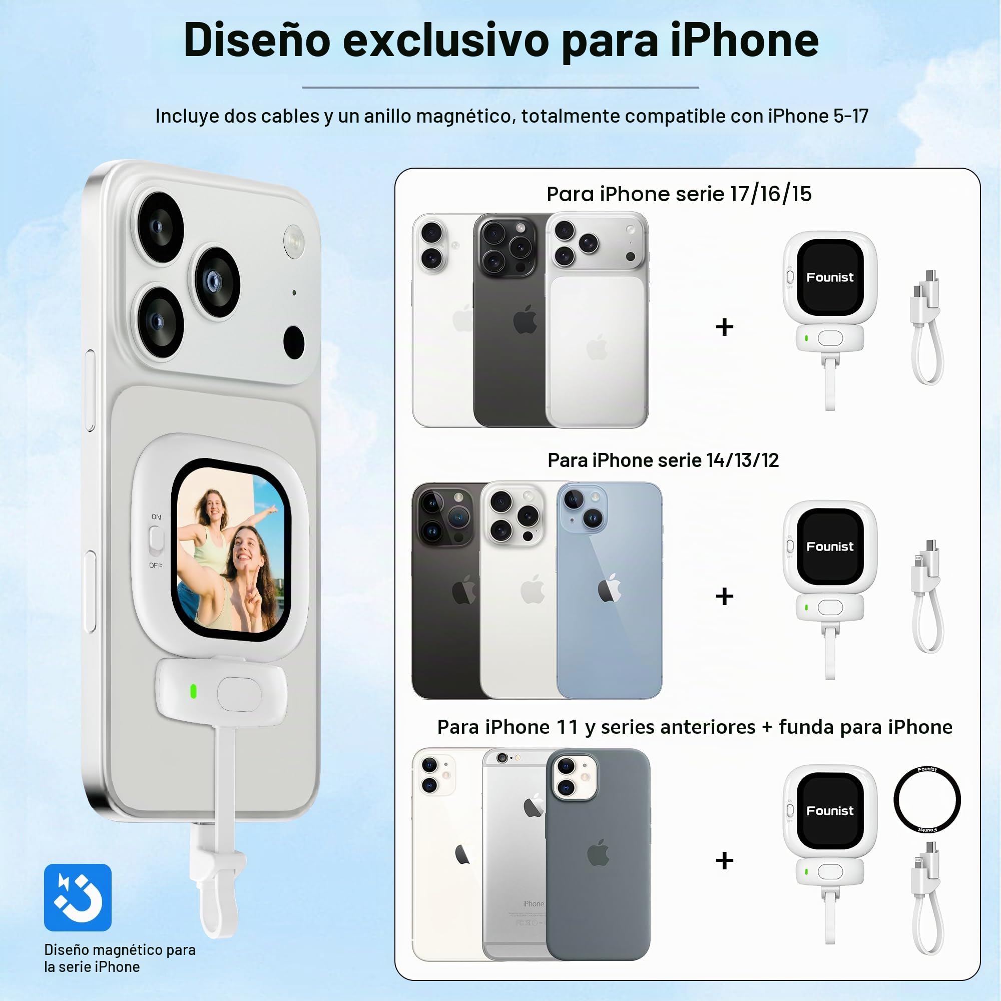 Vlogmate Mini Vlog Selfie Monitor Pantalla, Soporte de teléfono Clip Mount para la cámara trasera Selfies/Vlogging/Live/TikTok