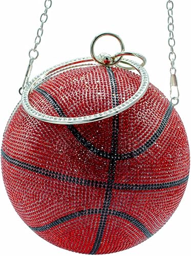 Miniatura 10 de UMREN Bolso de mano con forma de baloncesto para mujer con diamantes de imitación redondo con bola de cristal para fiesta de boda negro - B, Negro