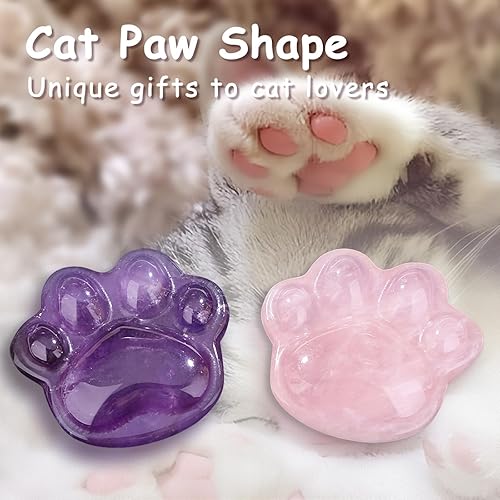 Miniatura 5 de YATOJUZI Piedras de cuarzo transparente para la ansiedad, cristales naturales y piedras curativas, piedra de preocupación de pata de gato, artículos