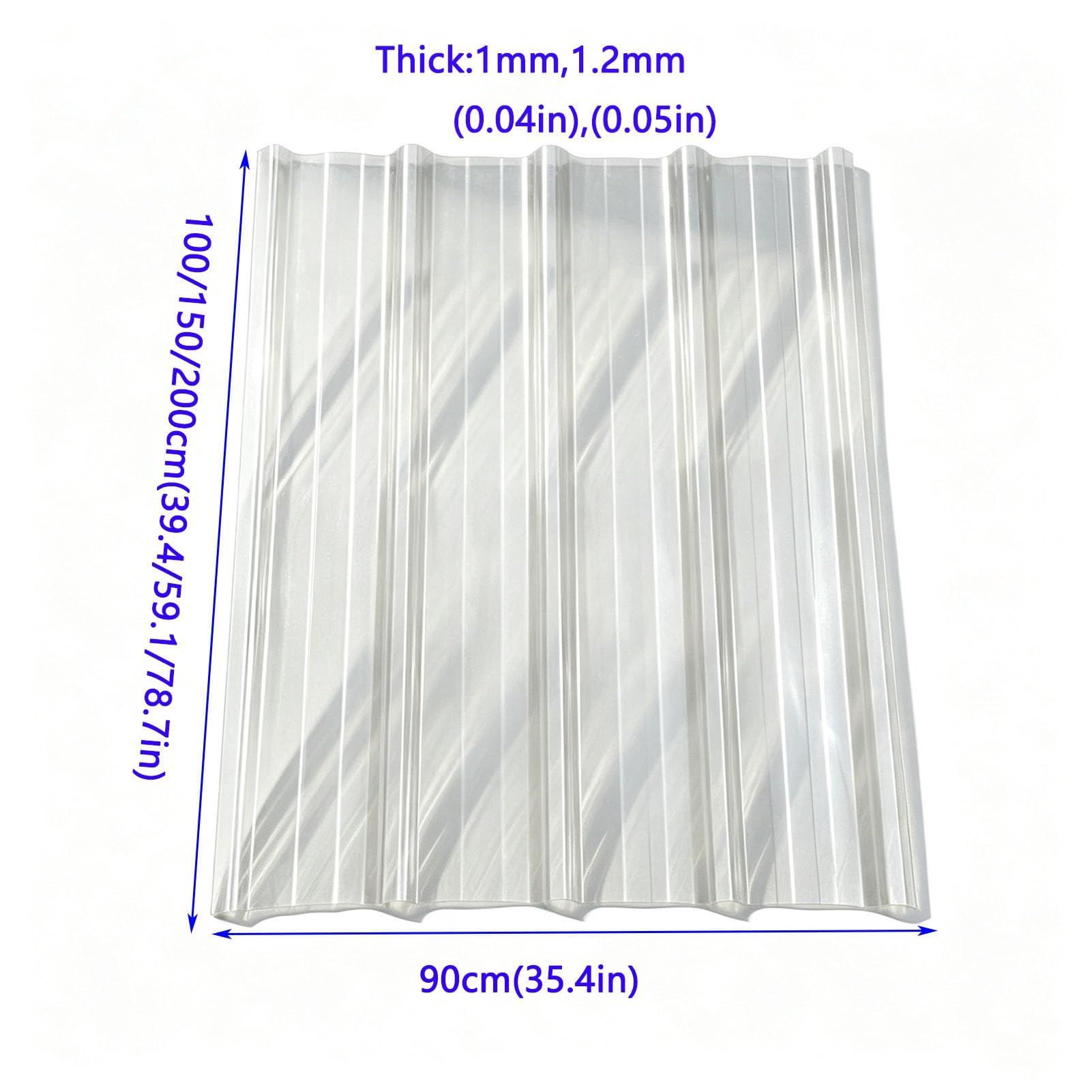 Paneles Invernadero Policarbonato Fácil Corte Paneles Techo Ondulados | UV Transparente Paneles Techo Plástico Alta Resistencia Impacto(100x90cm/39.4x35.4in,1mm)