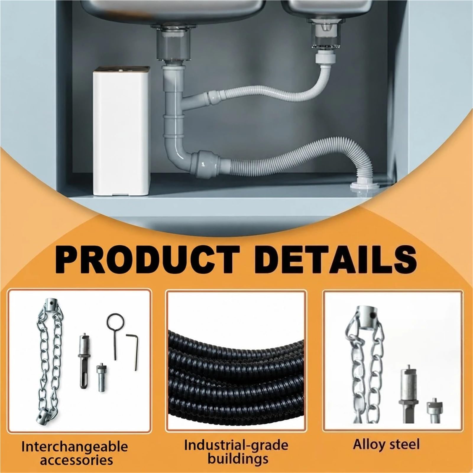 Molla for Pulitore Di Scarico for Trapano Elettrico Con Estensione | Strumenti for tubi lavello for tubi idraulici for la pulizia della draga for tubi fognari(6M)