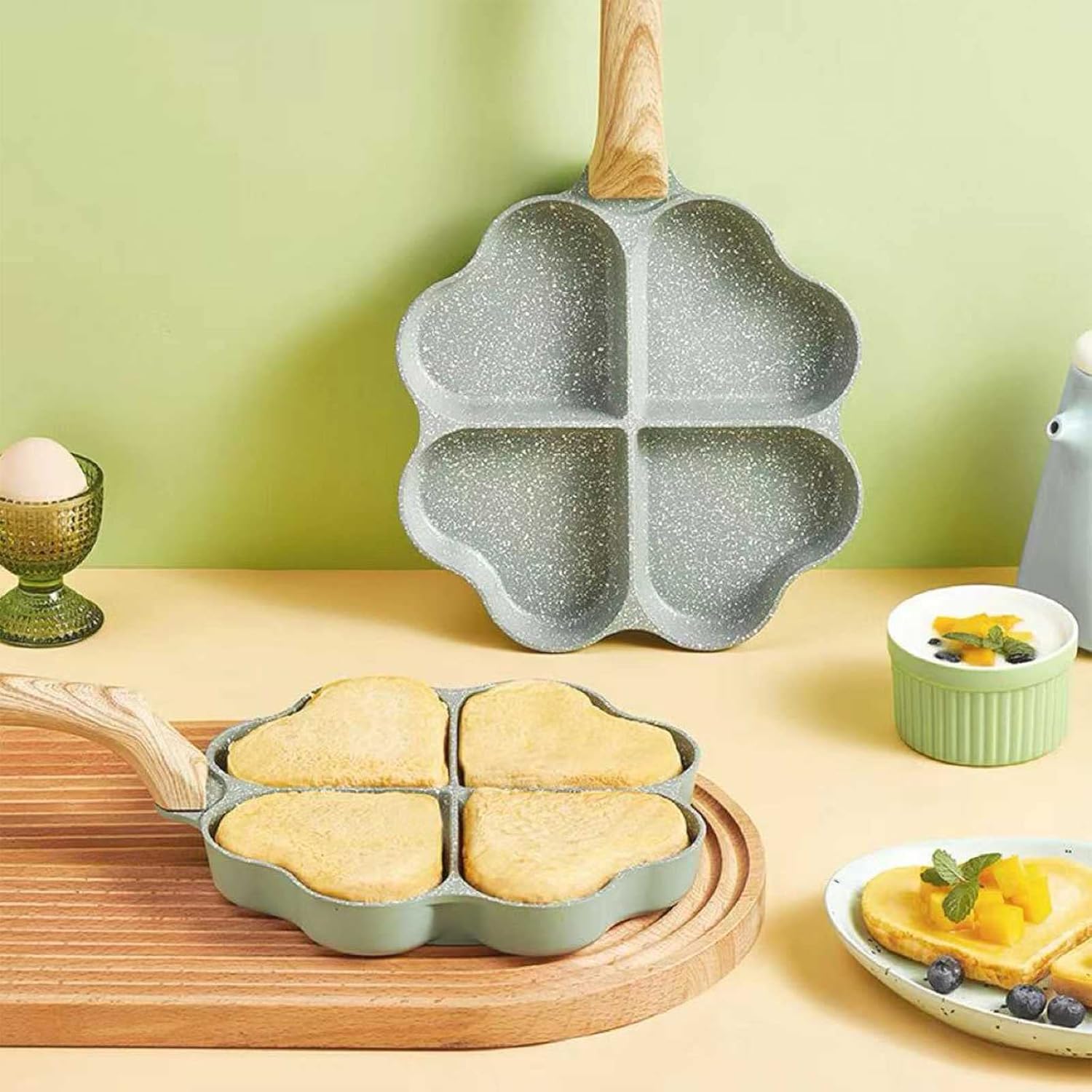 Breakfast Maker Cookware Frying Pot Pan Four-Hole Kitchen Omelet Pan Non-Stick Egg Pancake Steak Pan Gas Stove