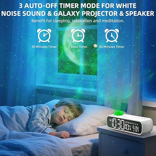 Miniatura 8 de Máquina de sonido de ruido blanco con reloj para bebés, niños y adultos, con 8 sonidos relajantes para oficina y dormir, temporizador de 306090