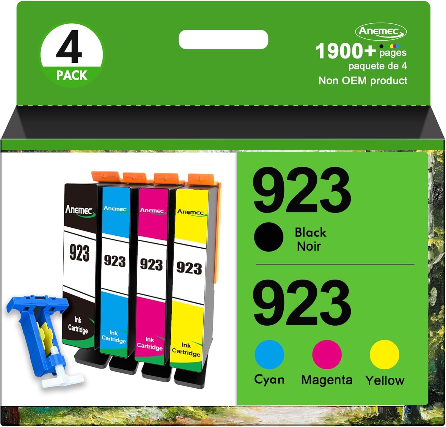 923 ink cartridges combo pack 923xl high yield compatible for hp 923 ink cartridges work for officejet pro 8130e 8135e 8139e 8138e 8120e 8122e 8124e (4 pack, black cyan magenta yellow) without chip