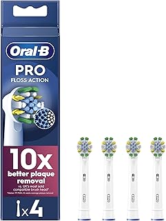 Oral-B Electric Toothbrush Head, Toothbrush Head with X-Shaped and Interdental Bristles for Deeper Plaque Removal, Oral-B Pro Floss Action Toothbrush Heads, White