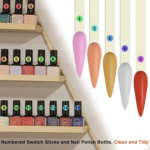 Miniatura 3 de 100 barras de muestra de uñas con calcomanías de números, puntas de estilete para exhibición de color de uñas, palos de práctica de esmalte de uñas