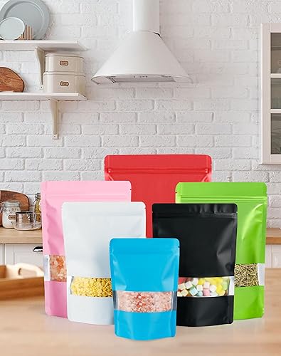 Miniatura 9 de Paquete de 100 bolsas a prueba de olores de 4.7 x 7.9 pulgadas, bolsas resellables con ventana mate, bolsa de papel de aluminio, bolsas sellables