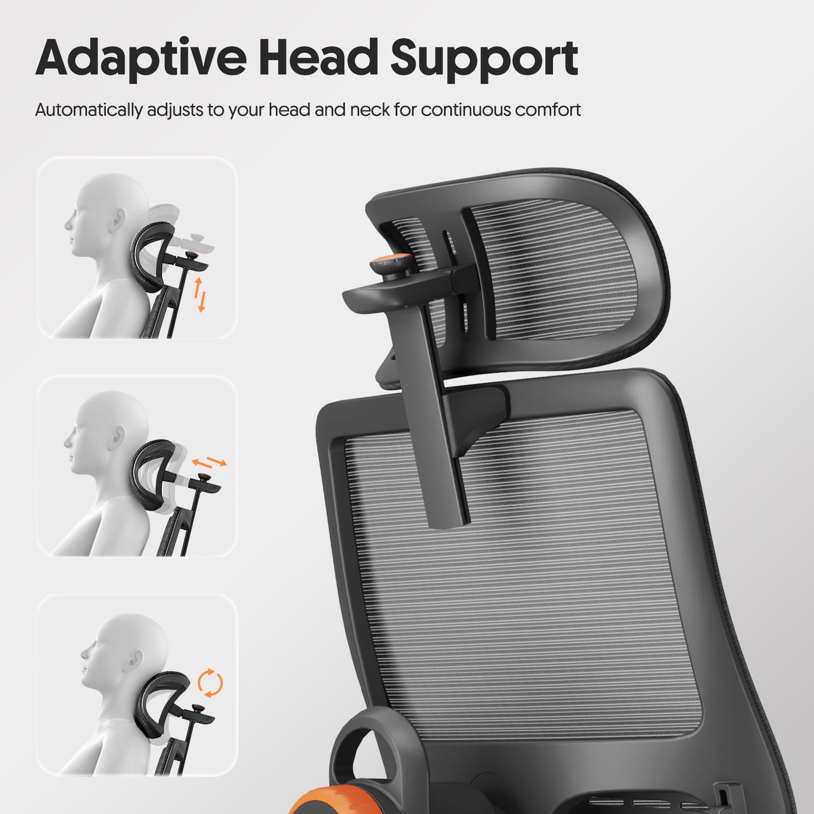Newtral MagicH-BPro Sedia ergonomica con poggiapiedi – Sedia da scrivania con schienale alto e supporto lombare adattabile e poggiatesta auto following, braccioli 4D, profondità seduta regolabile e