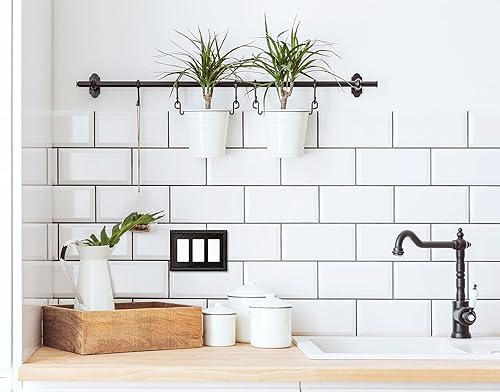 Vista 87 de Henne Bery Sunken Pearls - placa decorativa de pared para interruptor (Palanca simple, 2 unidades, níquel satinado)