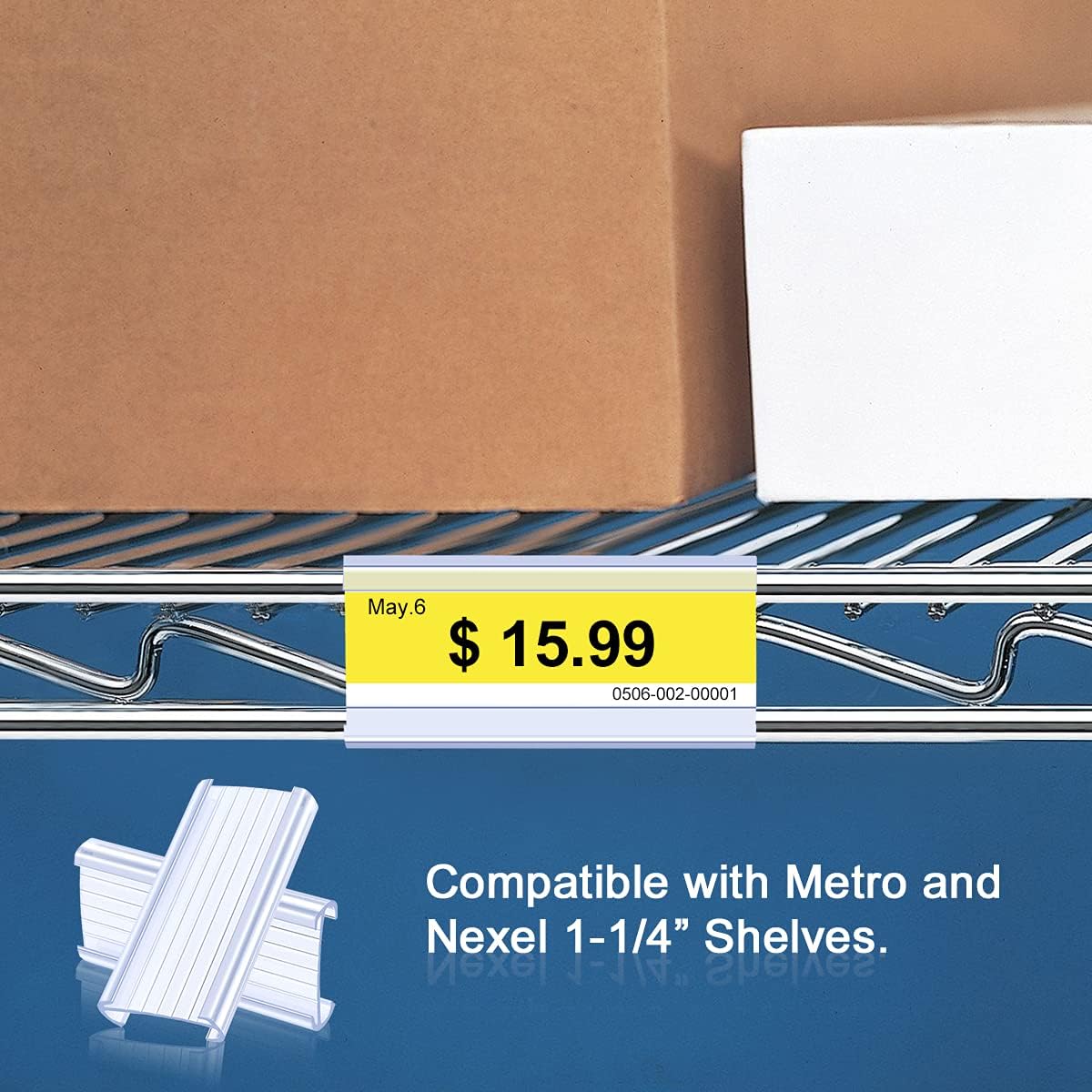 Lenink 30Pcs Wire Shelf Label Holders,Plastic Wire Rack Label Holder,Compatible with Metro 1-1/4in Shelves,Label Area 3in Lx1.25in H (Label Paper Insert Not Included)