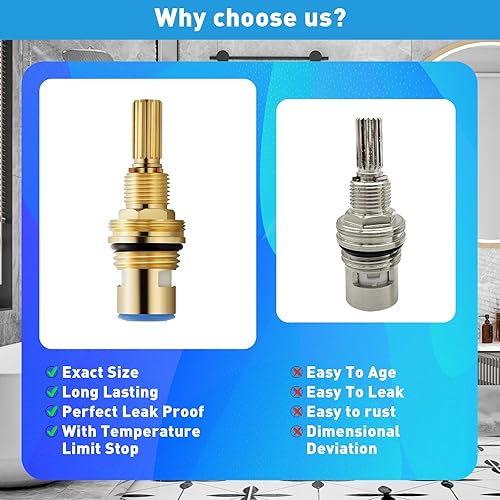 Miniatura 5 de Juego de cartuchos de válvula de cerámica de latón 1-001 y 1-002, latón sin plomo, se adapta a grifos generalizados calientesfríos, repuesto para