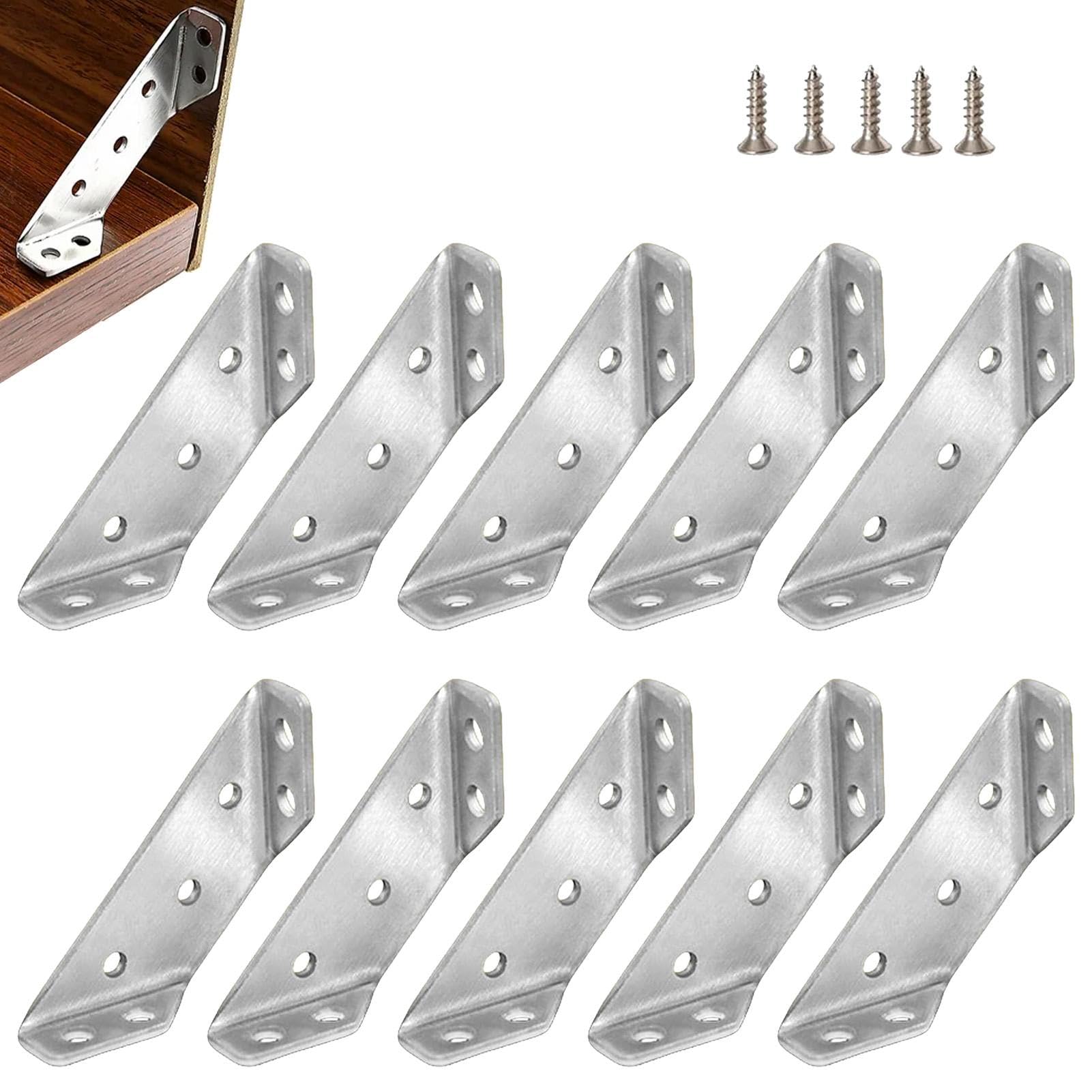 10 pezzi angoli triangolari in metallo, giunti angolari in legno con viti, supporto angolare scrivania in legno | Connettori angolari in legno per collegare armadi in legno