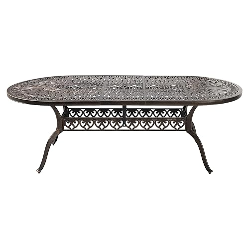 Cast Aluminum Patio Dining Table,Outdoor Dining Table for 8-10,Patio Metal