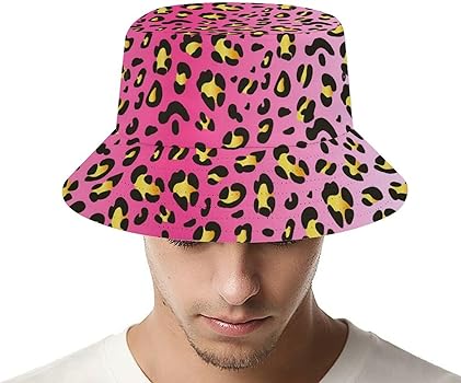 TecEr Pink-Leopard-Pattern Bucket Hat Unisex for Men Women