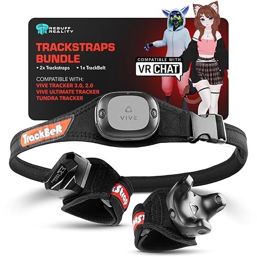 Rebuff Reality Trackstraps for Vive Tracker - Adjustable VR Full Body Tracking Straps, VR Chat Motion Capture, Compatible with Vive Tracker 3.0 2.0 Ultimate, Tundra, (Tracker Sold Separately) Black