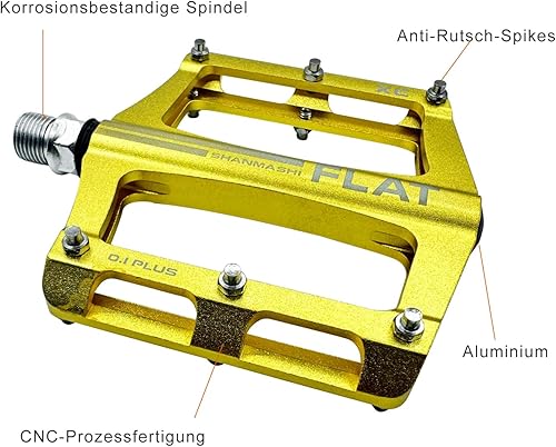Miniatura 3 de UPANBIKE Pedales de rodamiento de bicicleta de montaña 916 '' huso de aleación de aluminio plataforma plana para bicicleta de carretera BMX MTB
