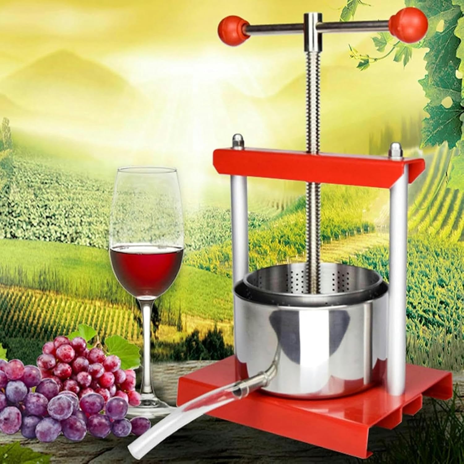 Wine Cider Press, 6 -Liter Fruits, T -Shaped Mango, Double Antioxidant Stainless Steel Barrels, Honey Processing Extractors, Cheese Elaboration ~/