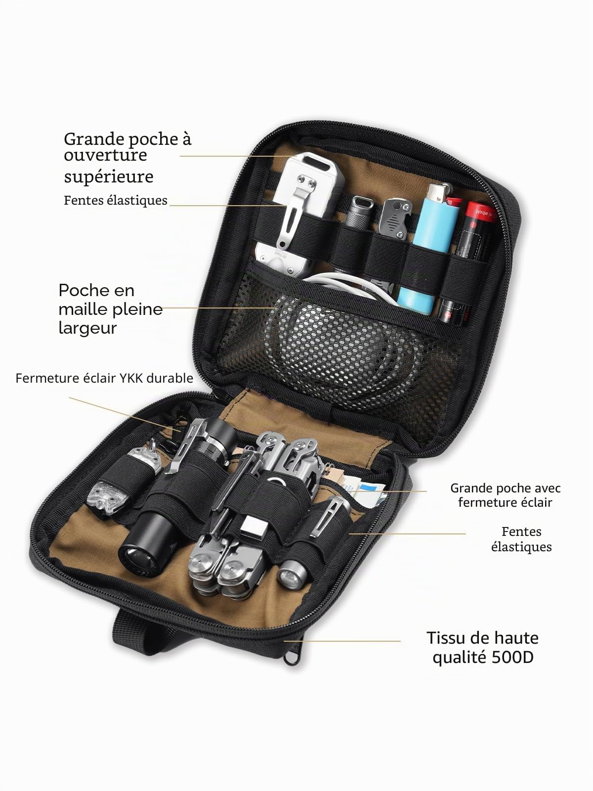 VIPERADE CHP2 Molle Sac Tactique, Pochette EDC, Sacs Tactiques Molle, Organisateur EDC, Pochette Molle Utilitaire 500D pour Outils EDC/Stockage numérique/Camping Bush Craft Survival