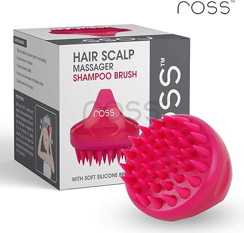Miniatura 9 de Ross Cepillo de champú masajeador de cuero cabelludo con cerdas de silicona suaves para anticaspa, exfoliante con cuidado del cuero cabelludo,