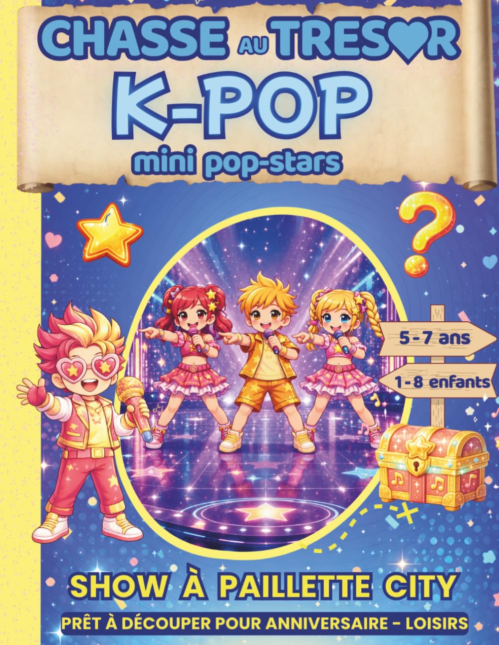 Chasse au Tresor K pop des mini pop-stars: Chasse au Tresor Enfant Anniversaire 5 – 6 - 7 ans / Prêt à découper (Chasses aux trésors enfants)