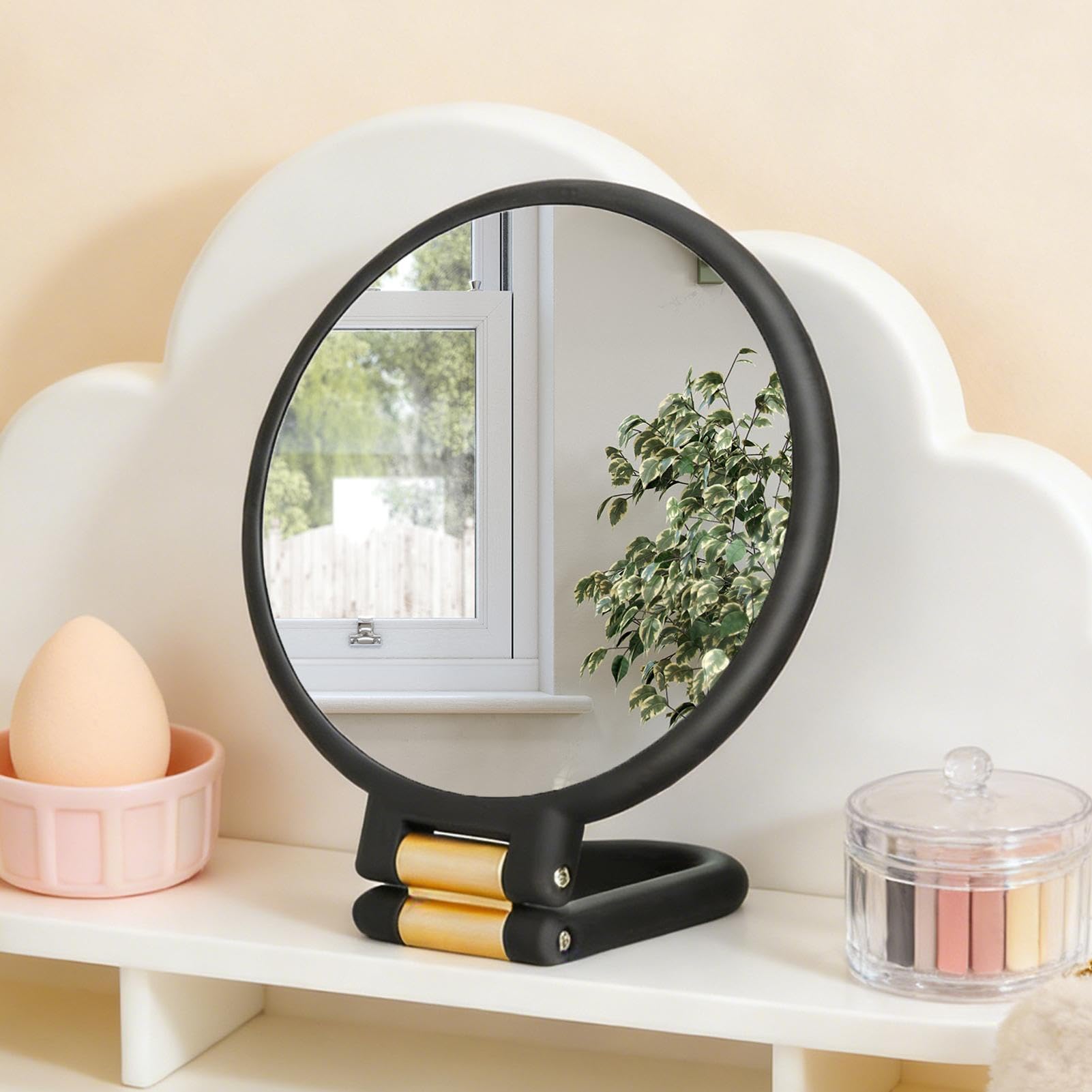 Przenośne lusterko damskie, 50 x składane, regulowane, powiększające się małe lusterko do makijażu, dla kobiet, kobiet, dziewczyny, podróży, mieszkania, sypialni, łazienki, garderoby, 50 x 50 x