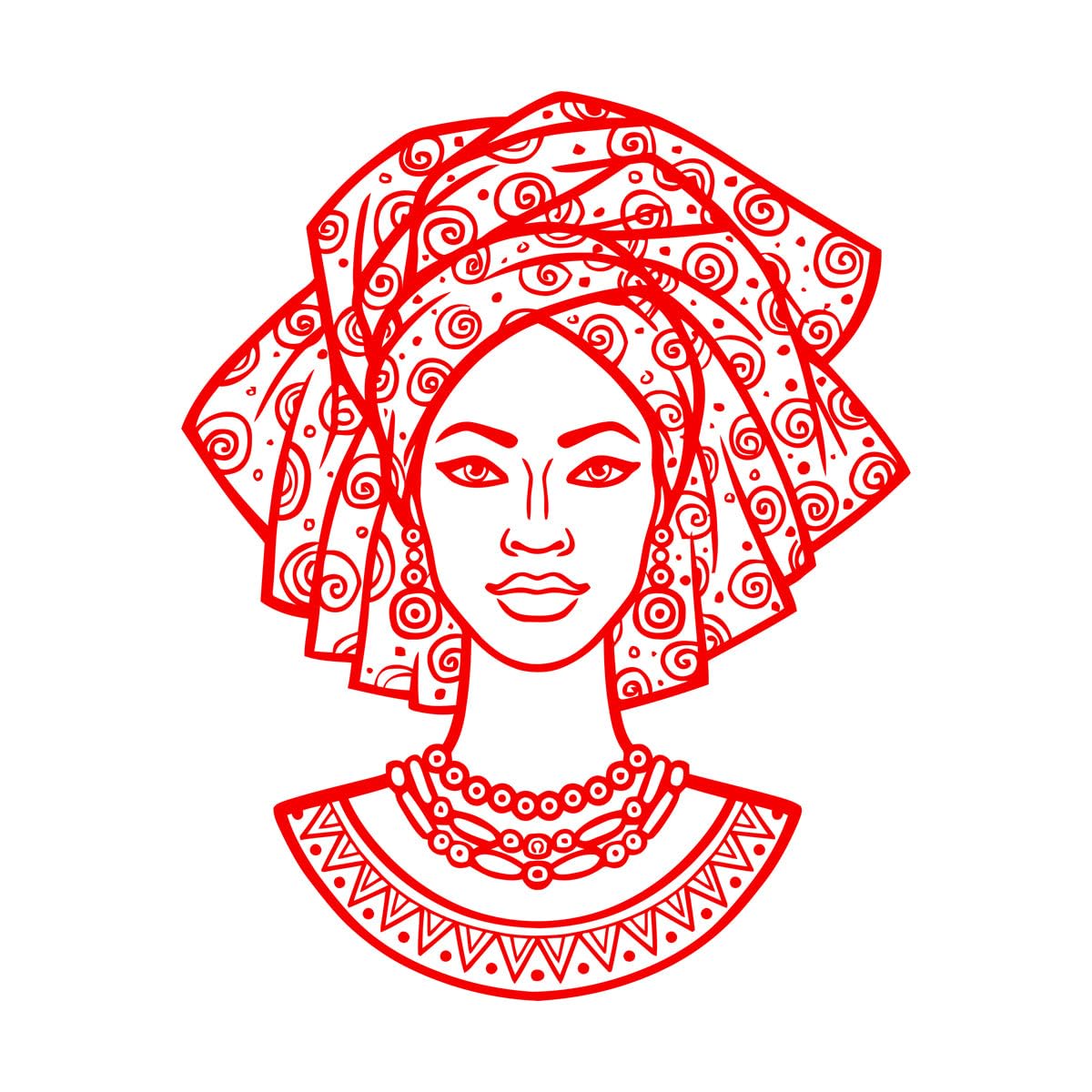 Lettering Decals Black Girl Woman African Face Beautiful Fashion Native Turban 81x104.7cm Equipped with Transfer Film kit Extra Large red