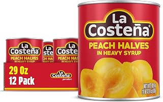 La Costeña Canned Peaches in Heavy Syrup - Canned Peach Halves for Fruit Salad, Pie Filling, Cobbler, Preserves & Cut Fruit Cups - Bulk Pantry Food - 29 oz, 12 Pack