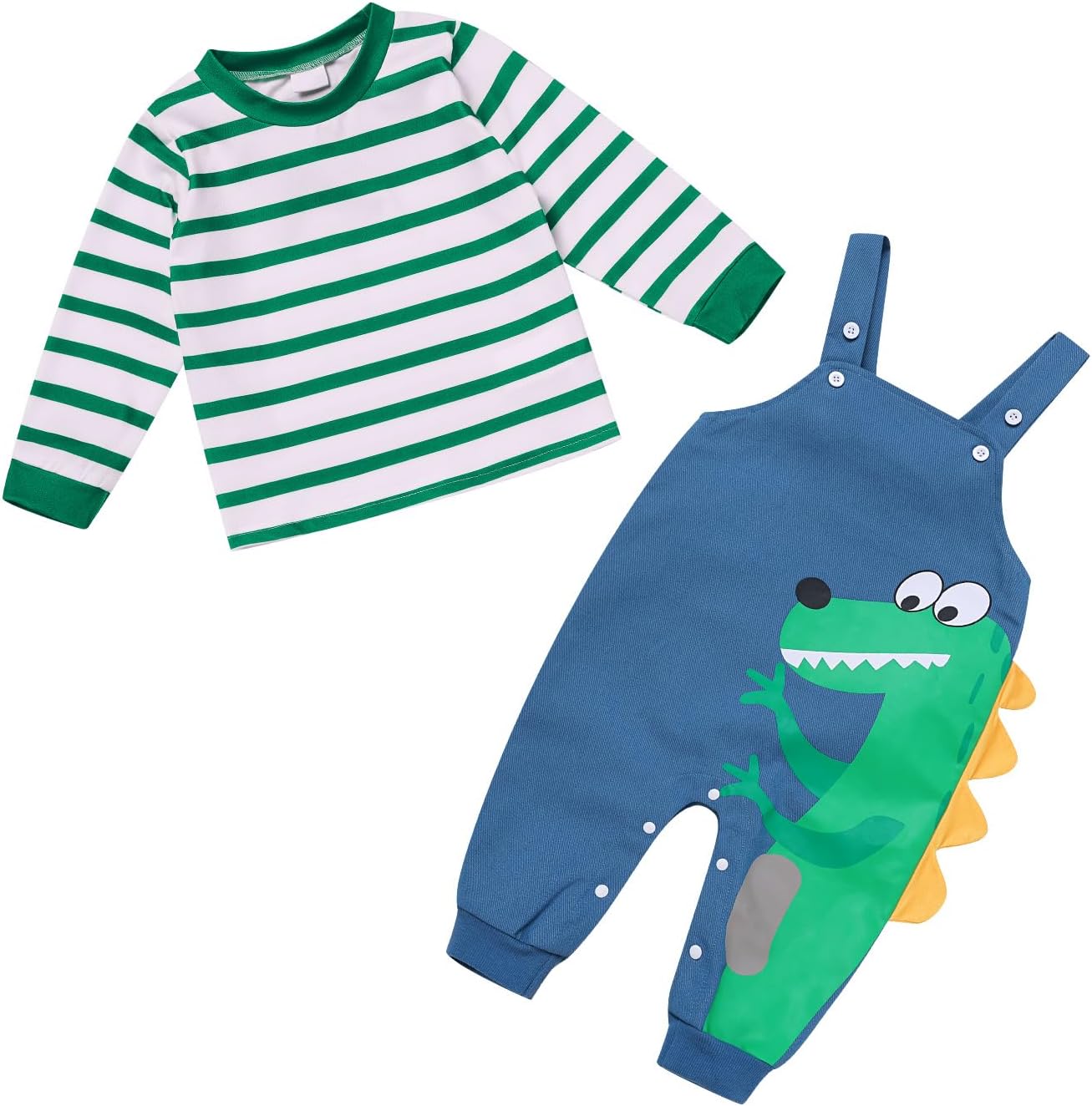 IBAKOM Baby Boy Girl Cow Giraffe Dinosaur Astronaut 1st 2nd Birthday Outfits Toddler Fall Winter Long Sleeve Shirt Overalls