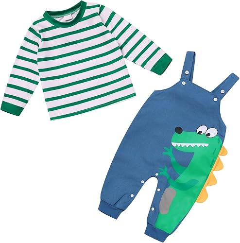 IBAKOM Baby Boy Girl Green Dinosaur 1st 2nd 3rd Birthday Outfits Toddler Fall Wi