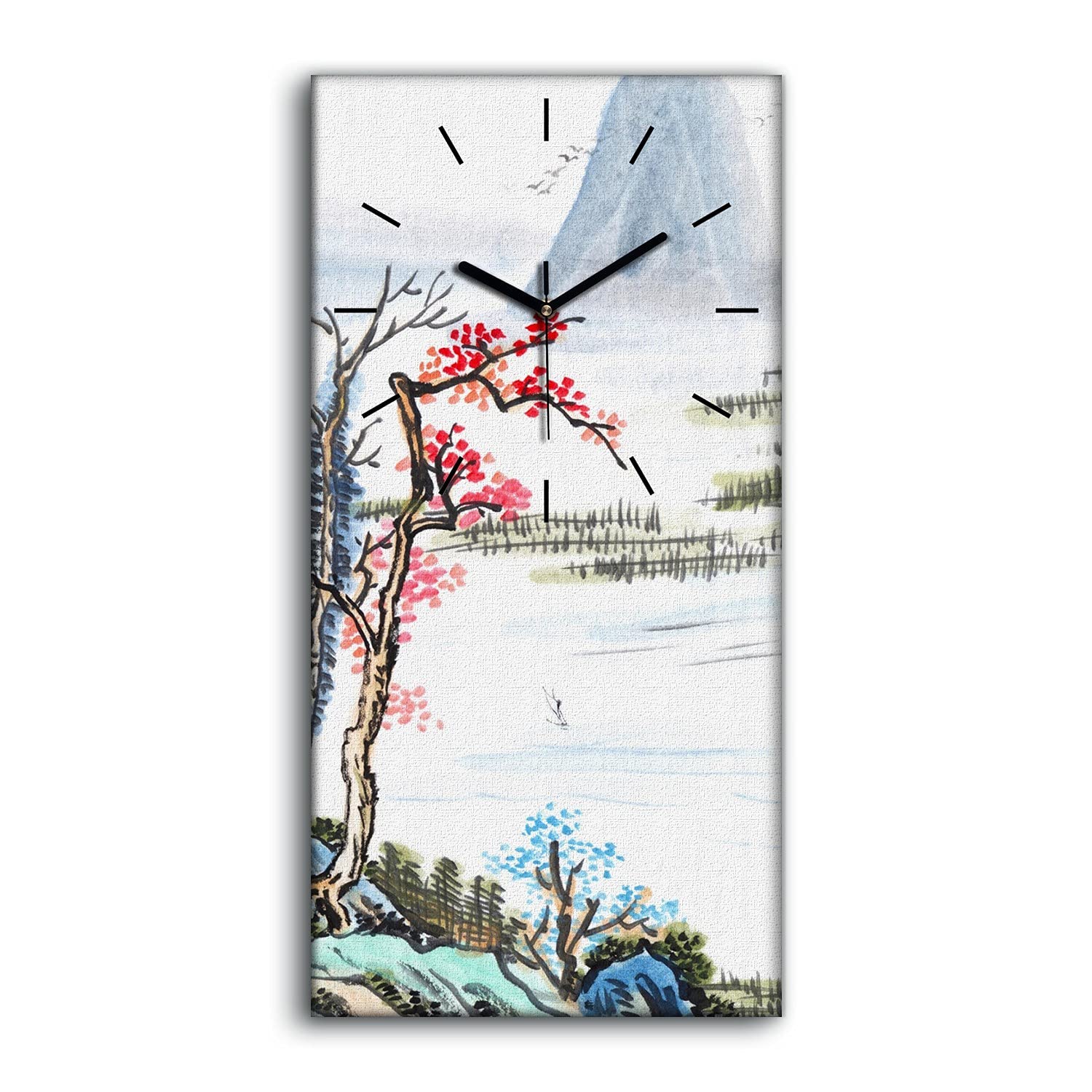 Horloge sur Toile 30x60cm Coloray avec image art moderne abstrait d'arbres pour chambre et salon