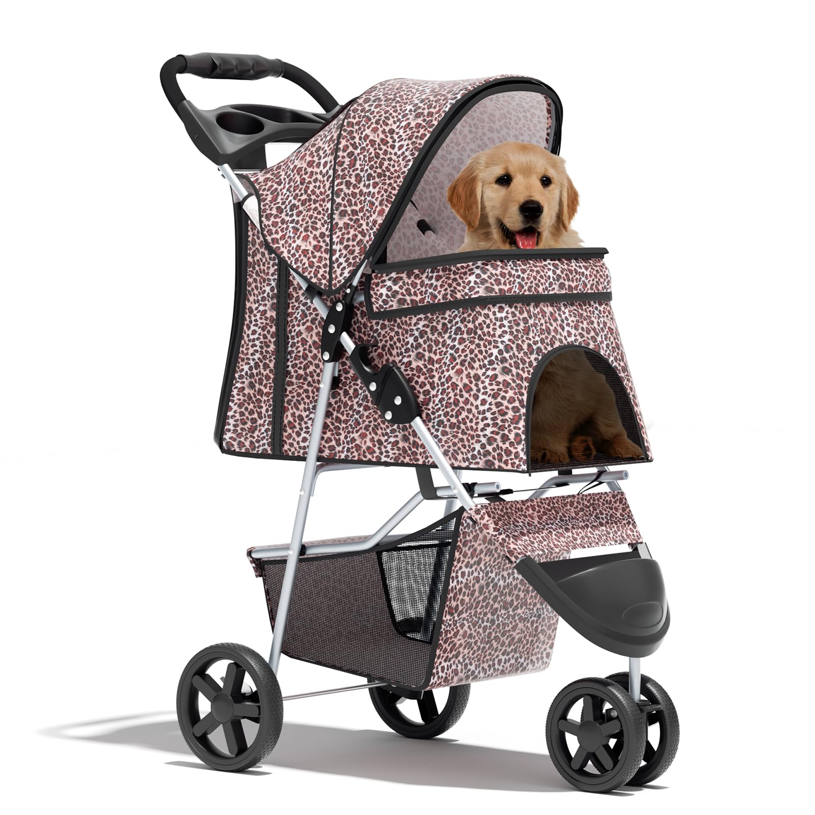 Pet Stroller for Small Dogs 10 lbs, Dog Stroller for Medium Dogs 30 lbs, Cat Strollers for 2 Cats, 3 Wheels Foldable Jogger Puppy Stroller with