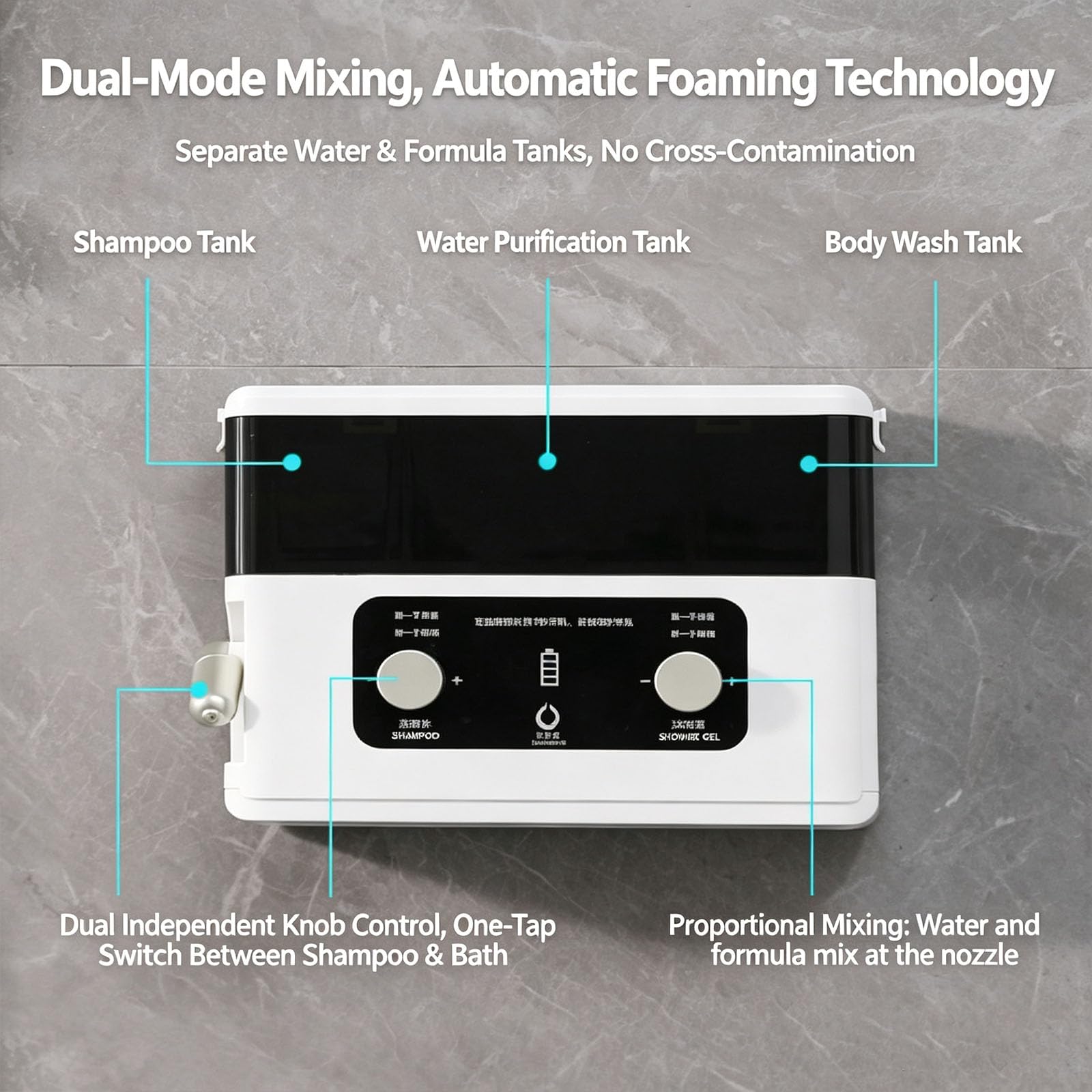 Cabezal De Ducha Con Máquina De Espuma Inteligente, Rociador Eléctrico De Espuma De Pared, Boquilla Ajustable De 360°, Control De Volumen De Espuma De 9 Niveles, Diseño Impermeable, Para Champú