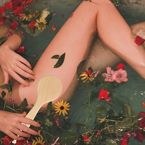 Miniatura 6 de OSLEN Cepillo seco con mango corto, cepillo de baño, cerdas naturales, cepillo exfoliante para piel seca, mejora la circulación, cepillo seco para