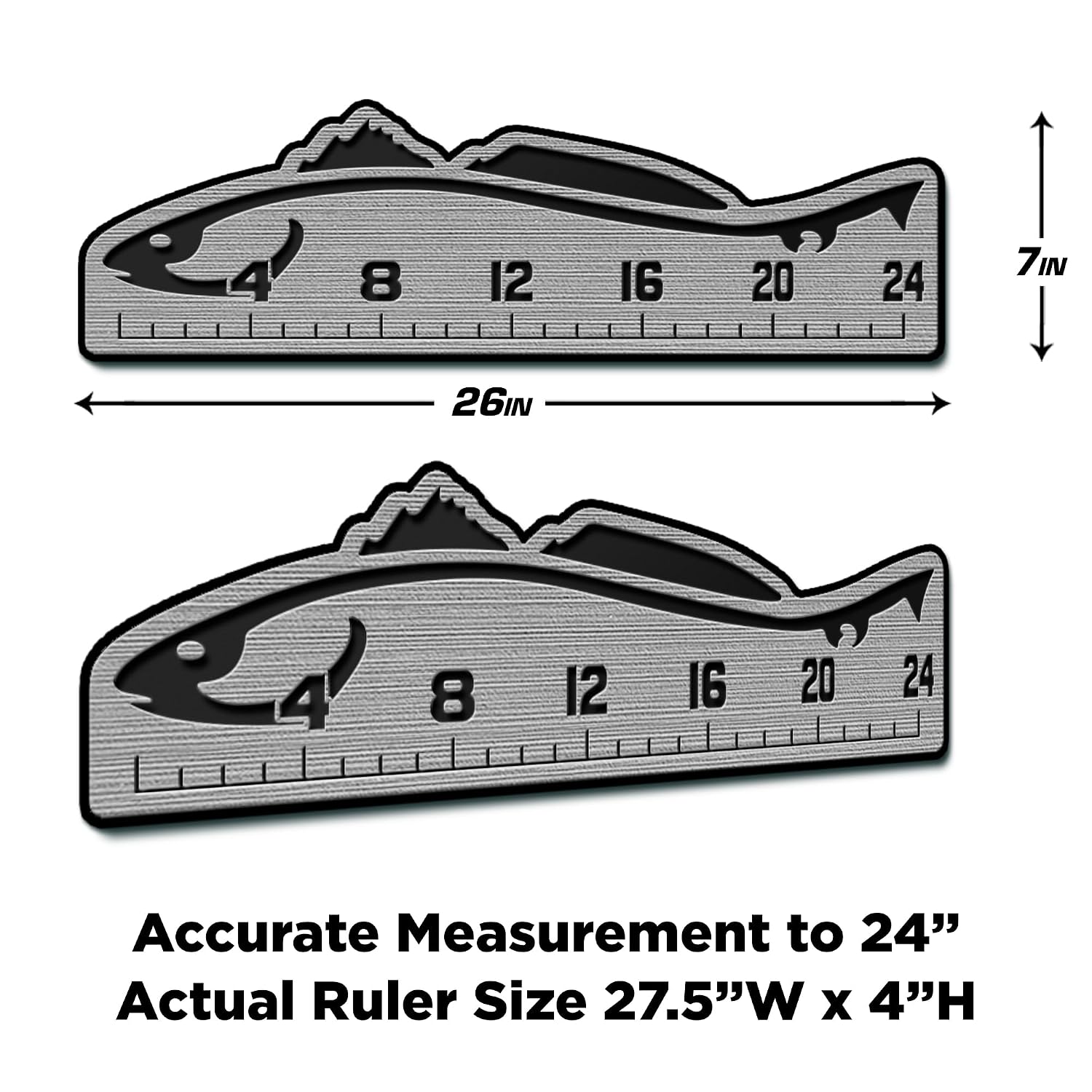 USATuff SeaDek EVA Foam Fish Measuring Ruler for Boat, Fishing, Kayak | Adhesive Backing Peel & Stick - 24" Redfish Design - StormGray-Black