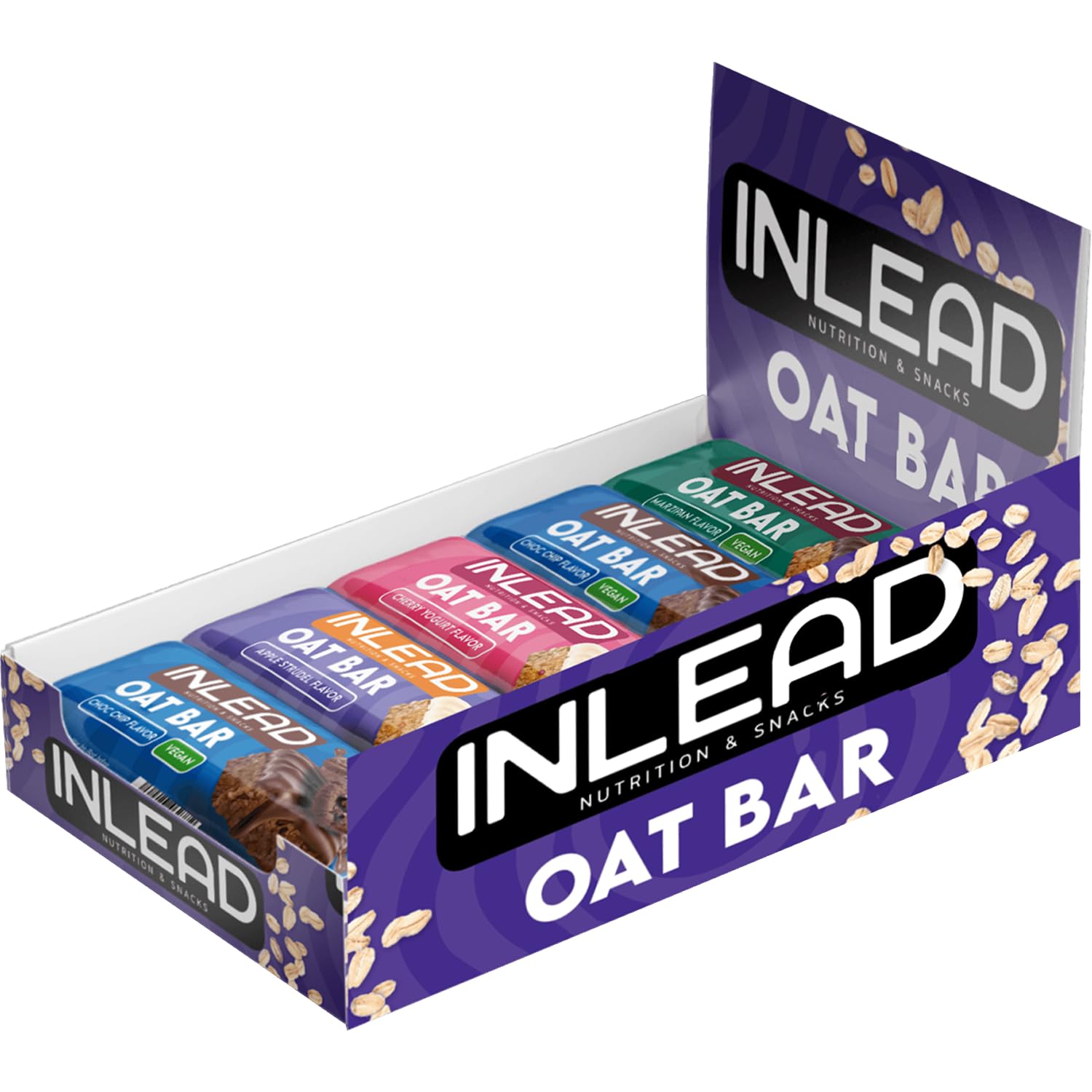 INLEAD - Oat Bar | Saftiger Haferriegel mit cremigem Überzug | Praktischer Snack für Alltag, Training & unterwegs | Vier leckere Sorten mit vollem Geschmack - 20x100g (MIXBOX)