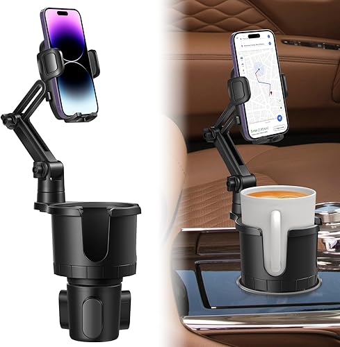 Extensor de soporte de teléfono para portavasos grande 2 en 1 para automóvil con base expandible, expansor de portavasos múltiple para botellas de