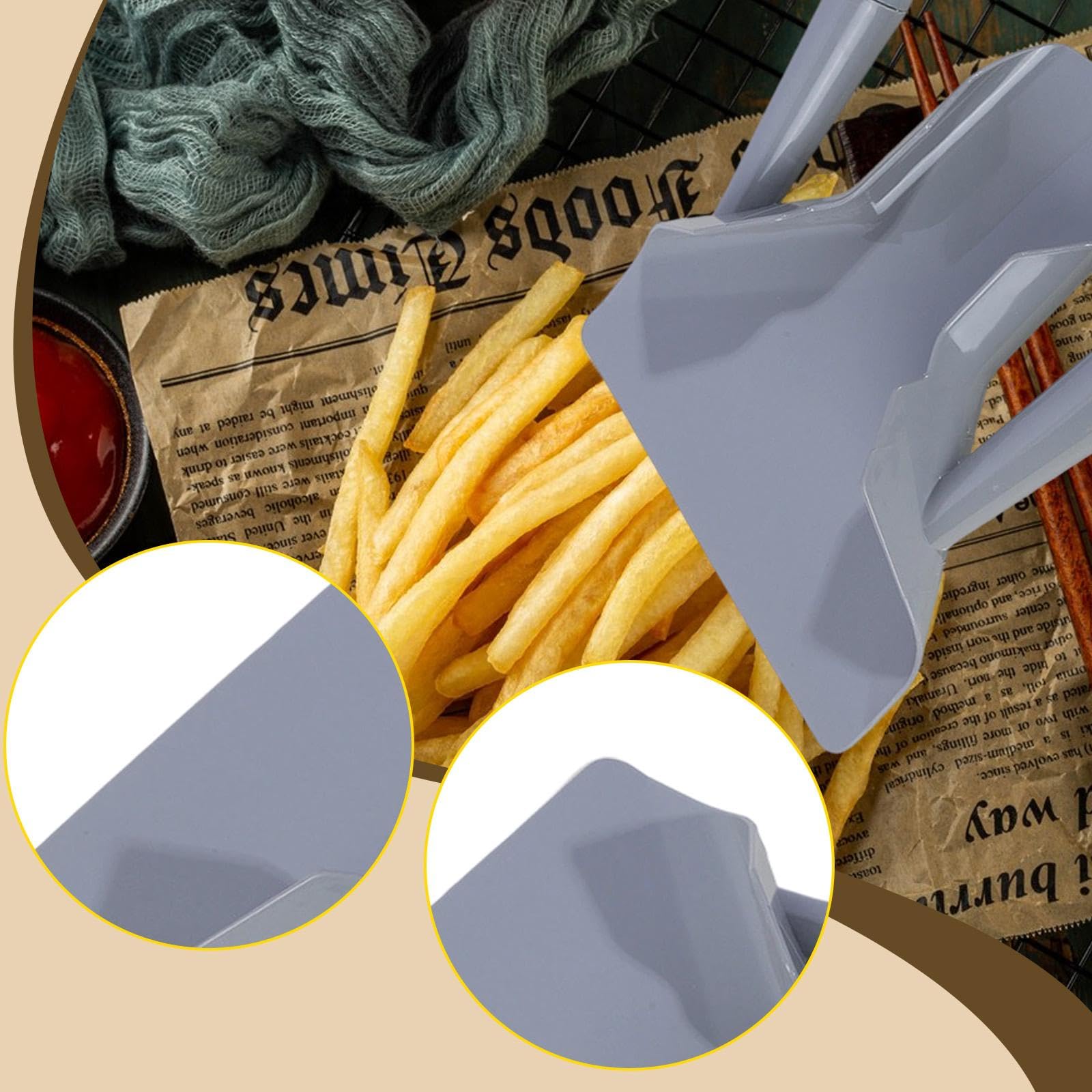 Milageto Pommes-Frites-Schaufel, vielseitig einsetzbar, für den gewerblichen Einsatz, zum Verpacken von Pommes Frites, Snacks und EIS, Doppelgriff