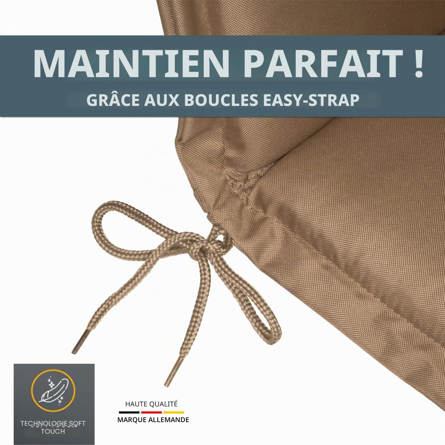 LILENO HOME MIA Coussin pour chaise longue de jardin - 1 pièce - Chaise longue à roulettes - Taupe - Idéal pour chaise longue de plage - Rembourré - 188 x 60 x 5 cm