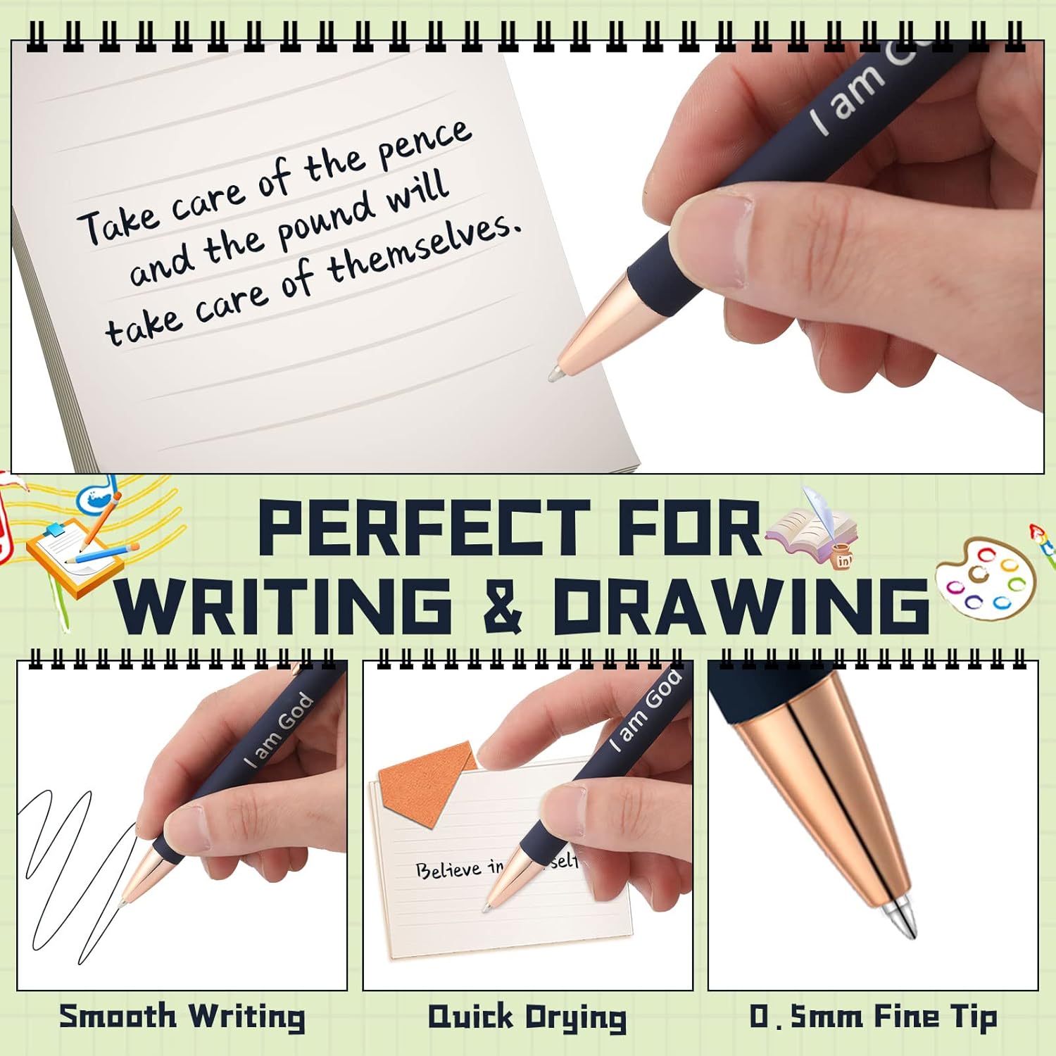 Buy Chrisfall 10 Pieces Ballpoint Pens Office Inspirational Quotes ...