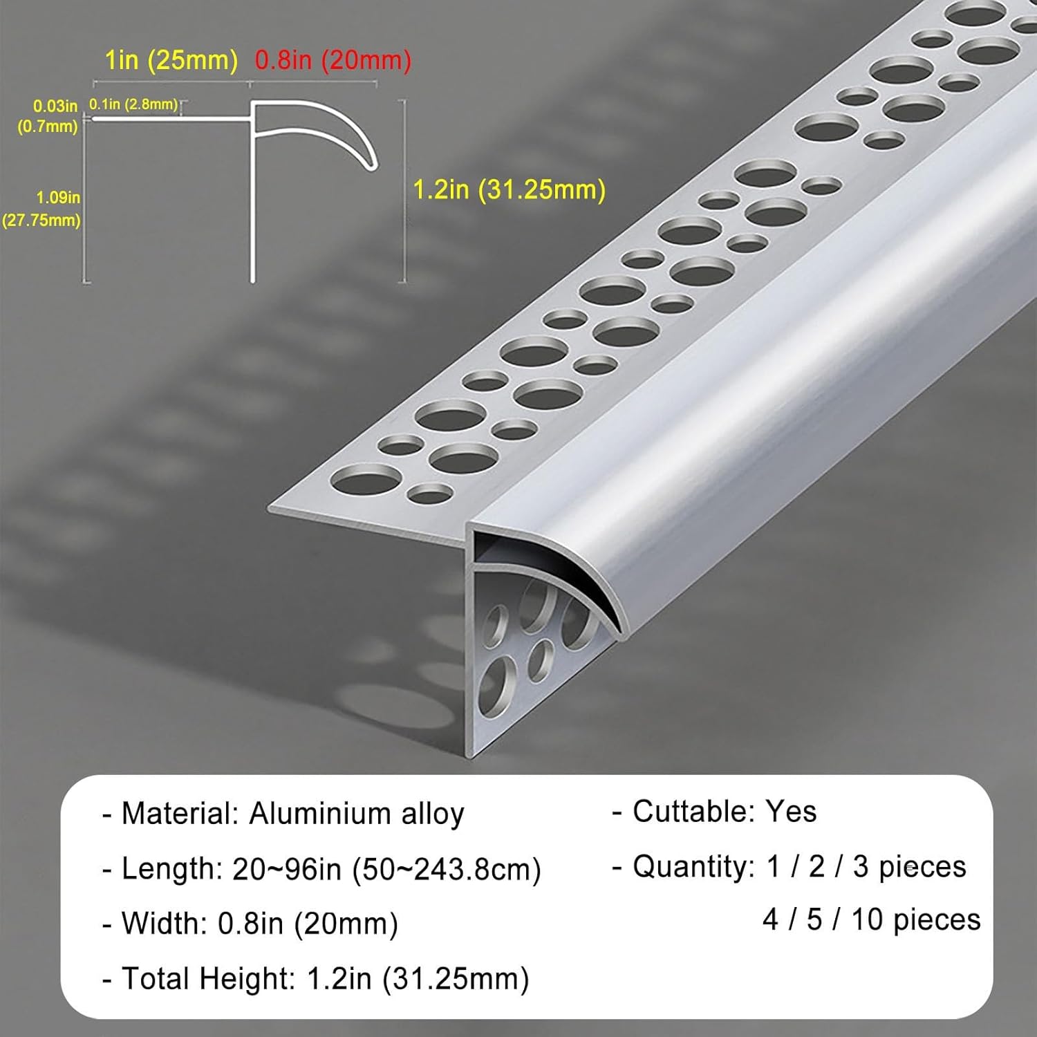 Width 4/5 in Eaves Drip Line Roof Deflector for Balcony/Patio, Rain Gutters for Decor Protection Edge, Window Sill Edge Rain Eaves Edge Strip(5 PCS,L 40 in)